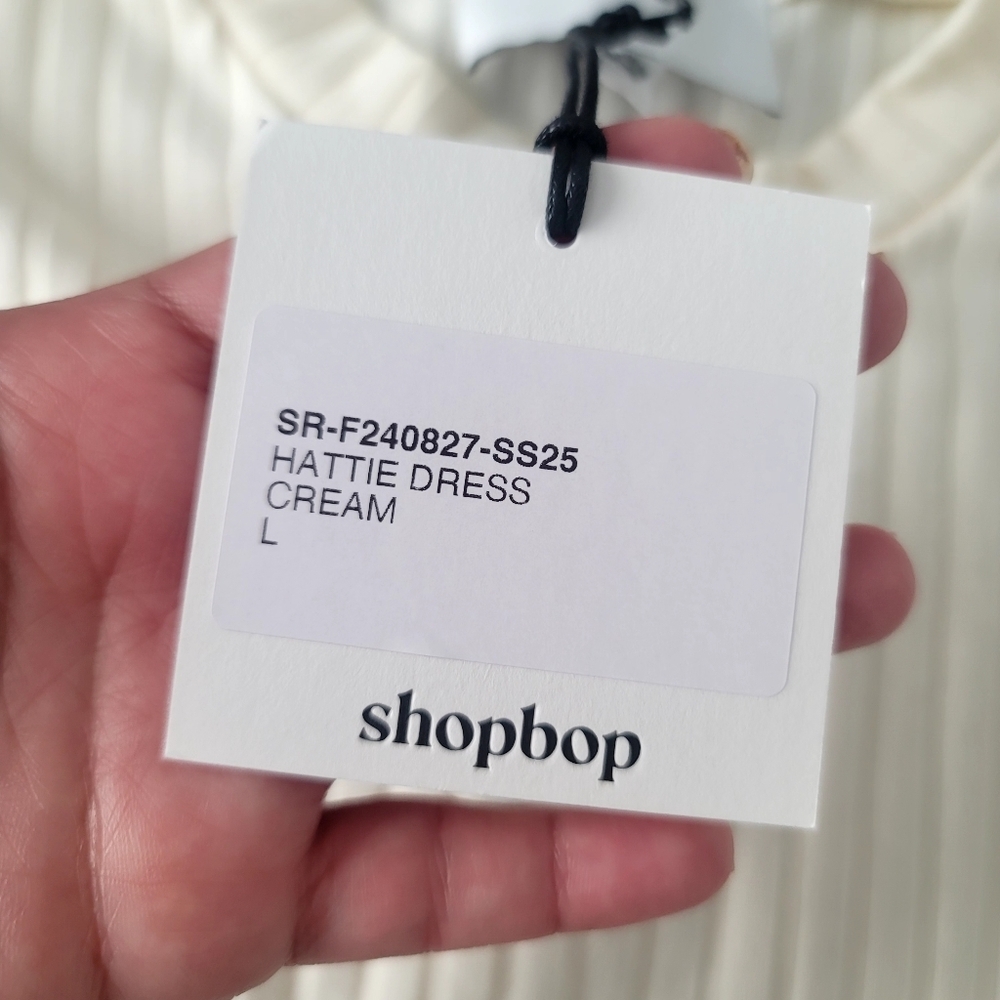 NEW LE BOP Crew Neck Ribbed Knit Cream Long Sleeve Maxi Dress Size Large - Picture 4 of 15